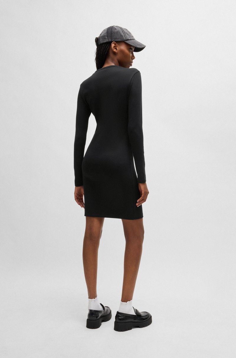Hugo Boss Vestido De Canalé En Tejido Elástico Con Logo Apilado