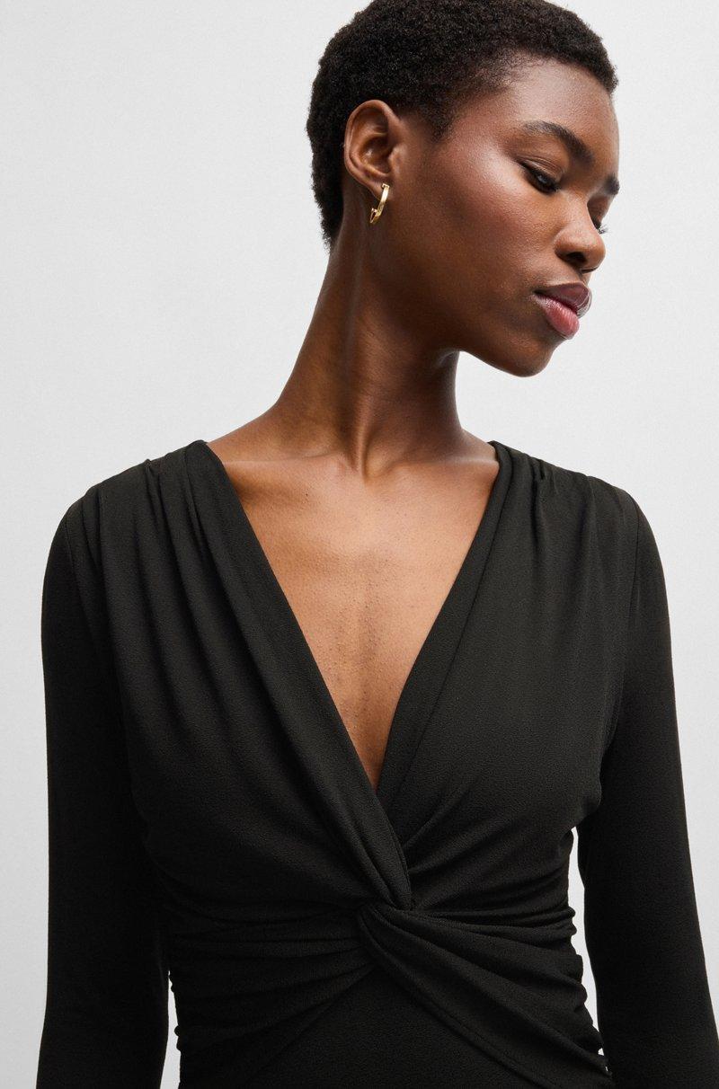 Hugo Boss Vestido De Crepé Elástico Con Detalle Cruzado En La Parte Delantera