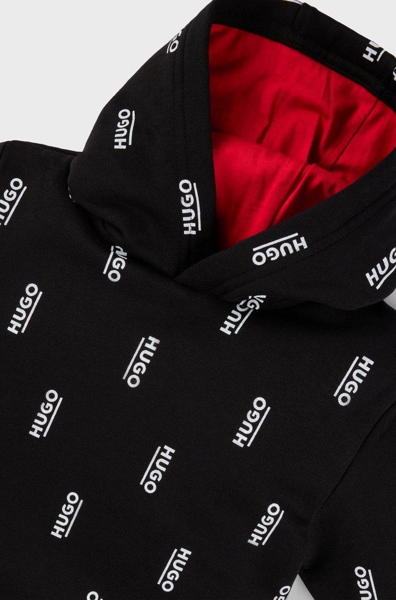 Hugo Boss Vestido De Forro Polar Con Capucha Para Niñas Con Estampado De Logos Verticales