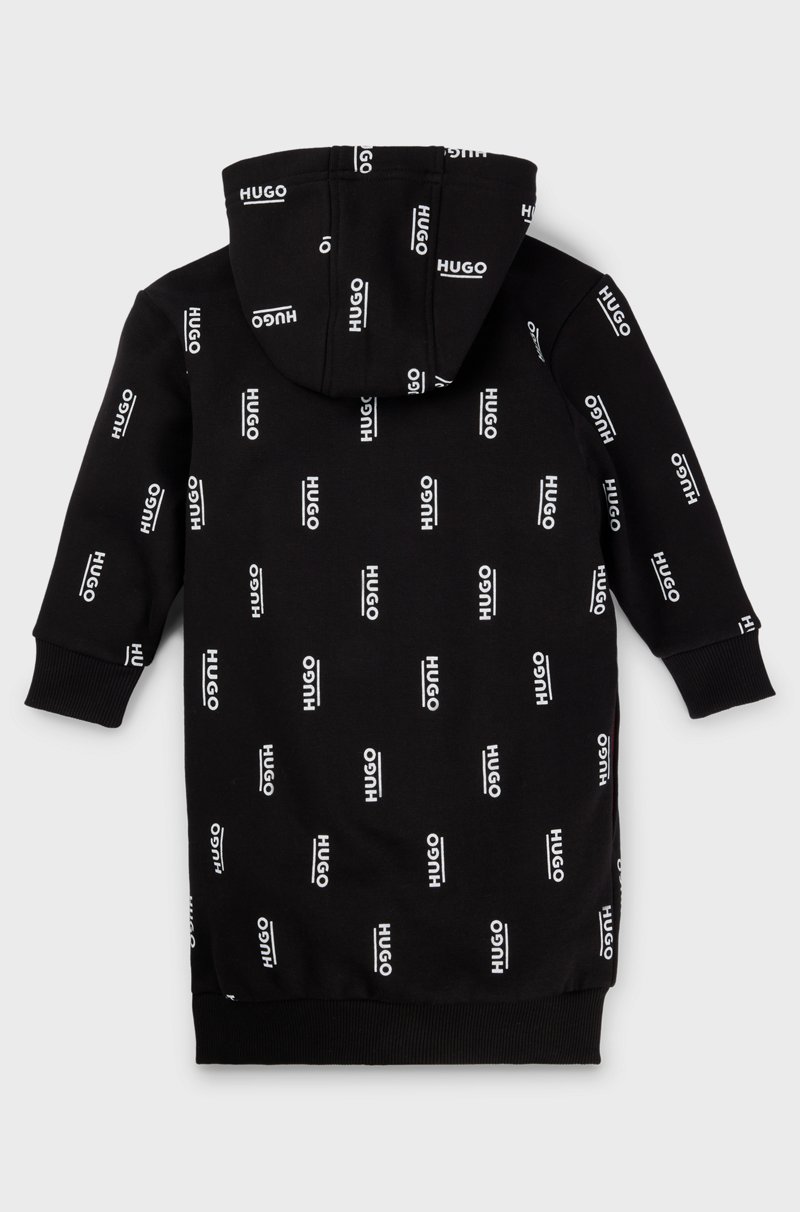Hugo Boss Vestido De Forro Polar Con Capucha Para Niñas Con Estampado De Logos Verticales