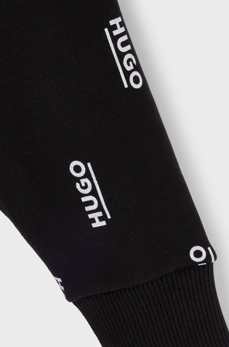 Hugo Boss Vestido De Forro Polar Con Capucha Para Niñas Con Estampado De Logos Verticales