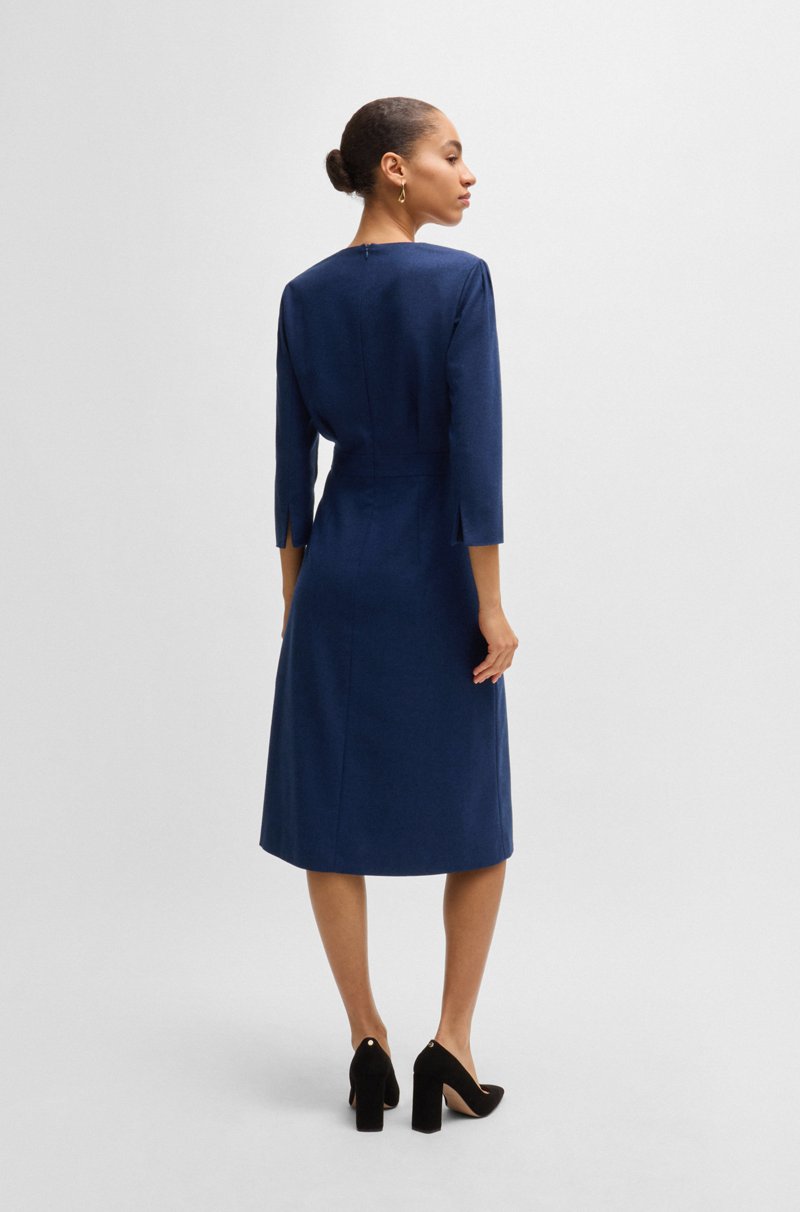 Hugo Boss Vestido De Franela Elástica Con Escote En Pico