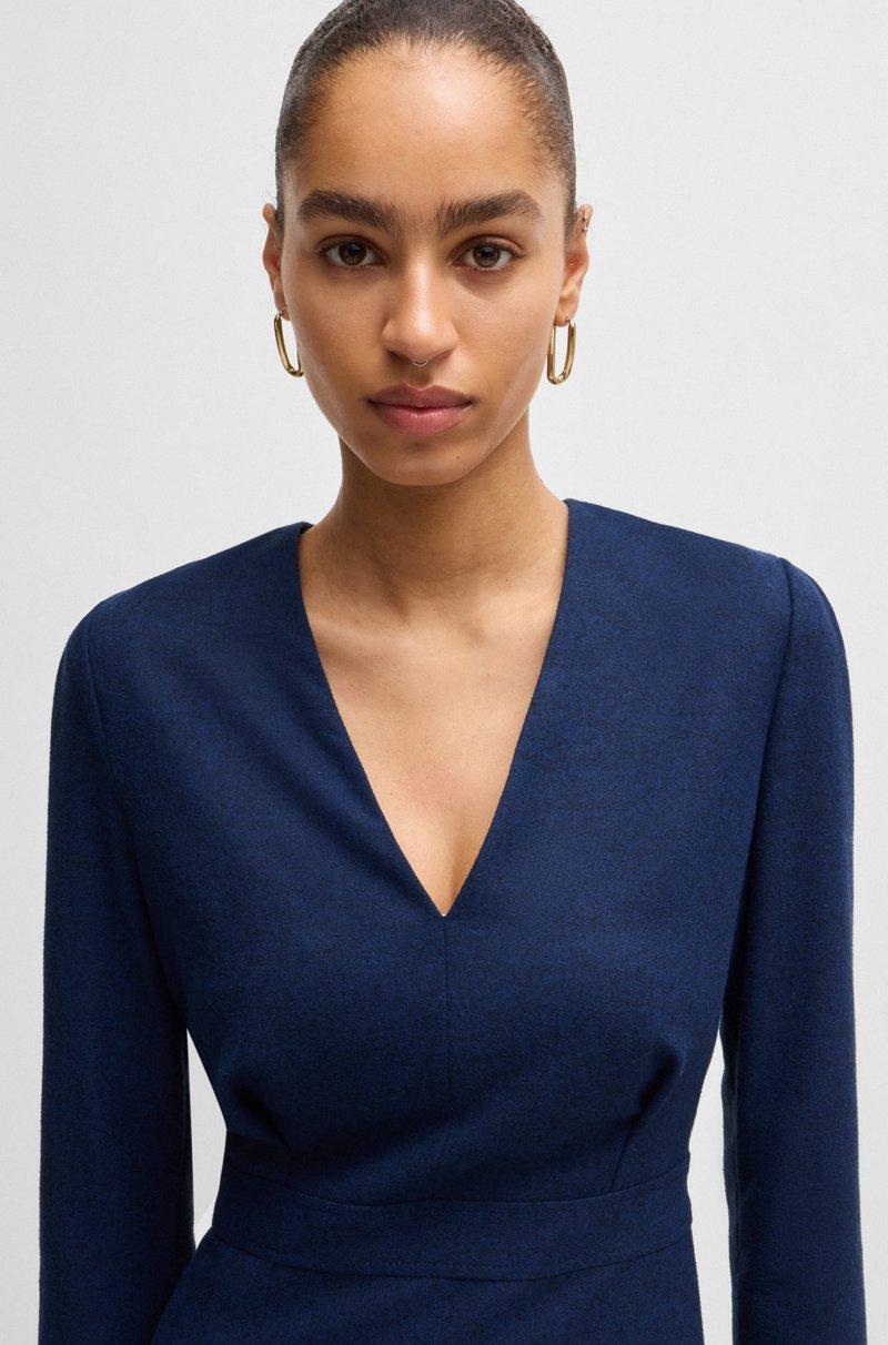 Hugo Boss Vestido De Franela Elástica Con Escote En Pico