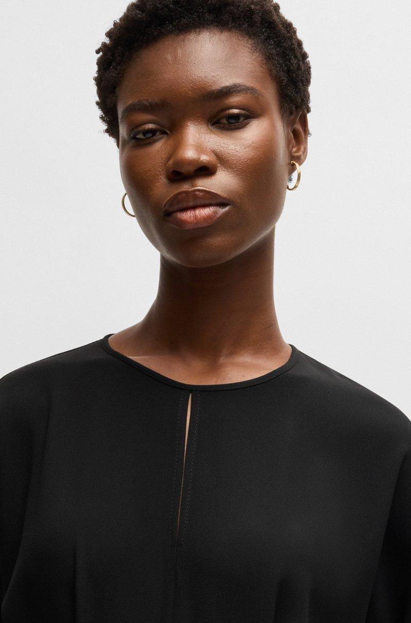 Hugo Boss Vestido De Mezcla De Materiales Con Detalles En La Cintura