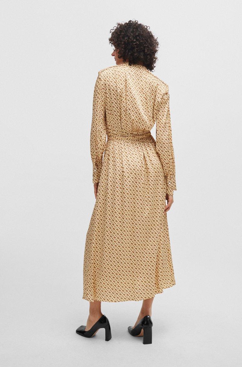 Hugo Boss Vestido De Mezcla De Seda Con Estampado De Monogramas