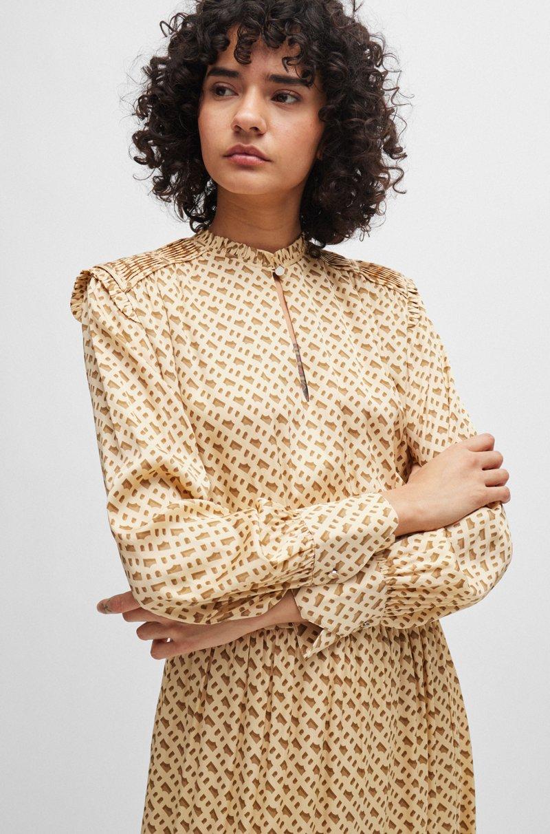 Hugo Boss Vestido De Mezcla De Seda Con Estampado De Monogramas