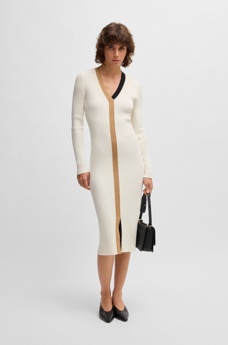 Hugo Boss Vestido De Punto Con Detalles En Contraste