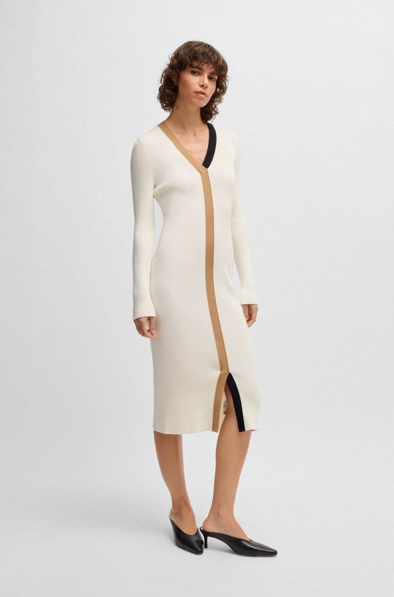 Hugo Boss Vestido de punto con detalles en contraste
