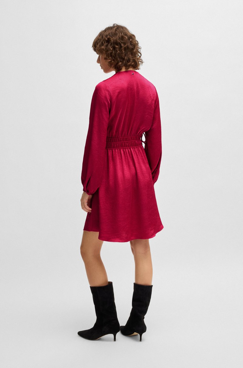Hugo Boss Vestido De Satén Arrugado Con Cintura Ajustable
