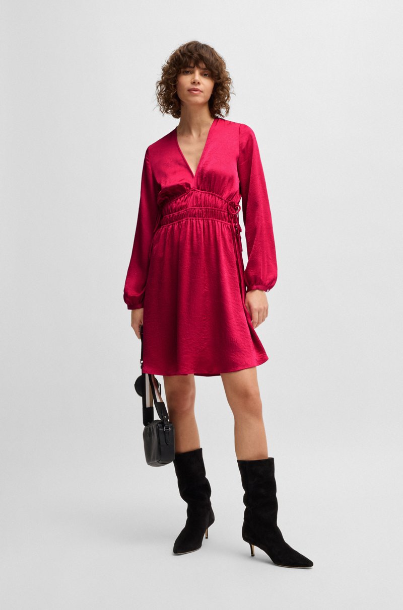 Hugo Boss Vestido de satén arrugado con cintura ajustable