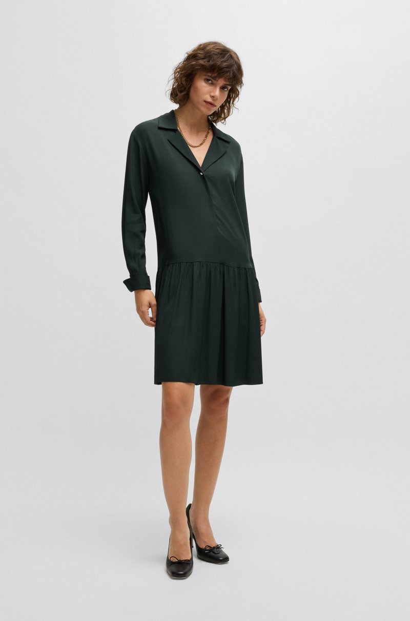 Hugo Boss Vestido De Talle Bajo Con Cuello Convertible