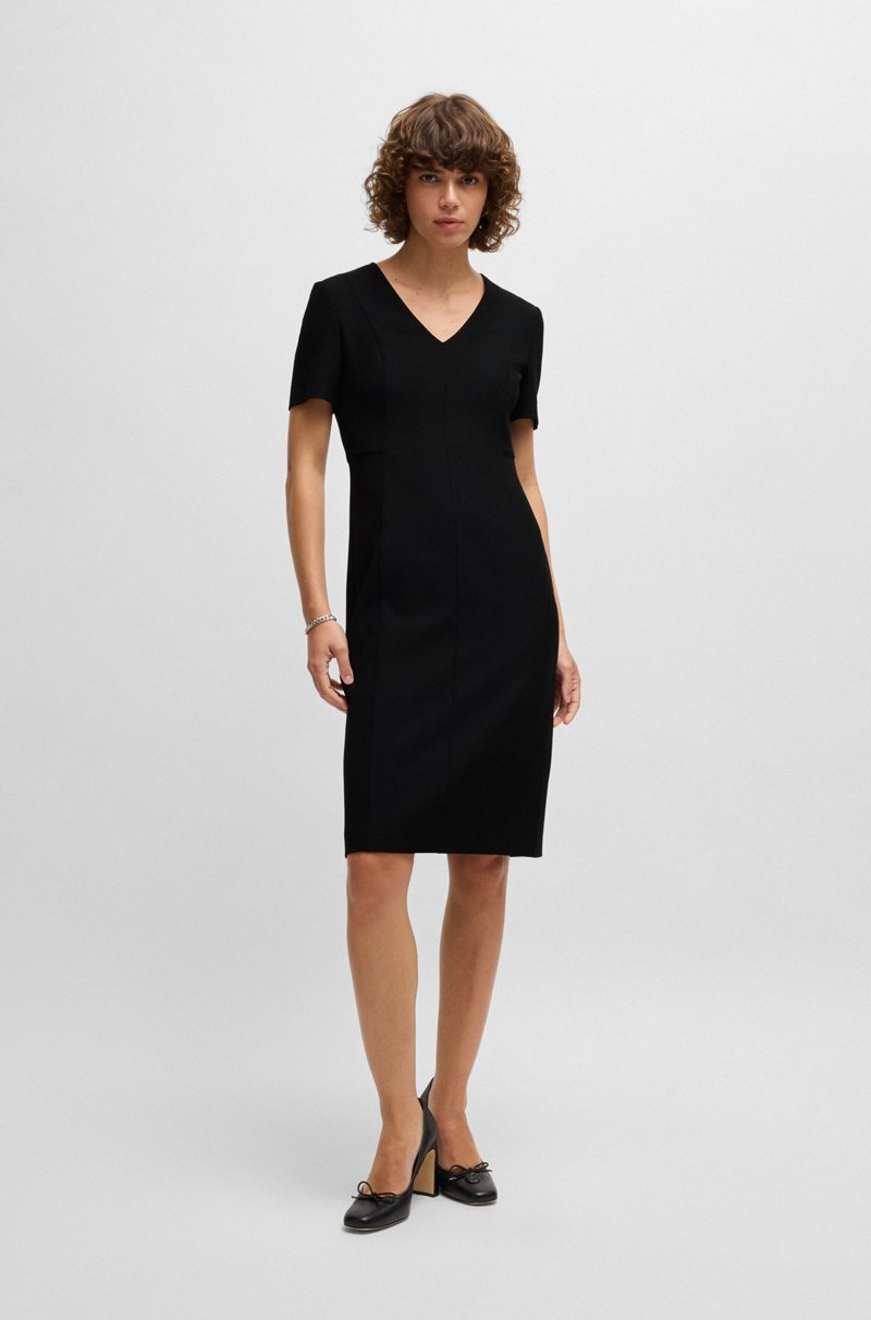 Hugo Boss Vestido De Tejido Elástico Con Escote En Pico