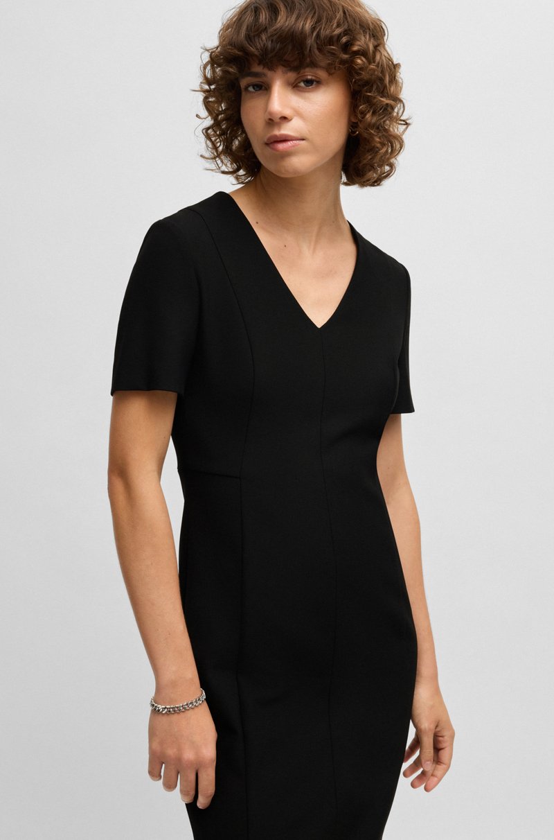 Hugo Boss Vestido De Tejido Elástico Con Escote En Pico