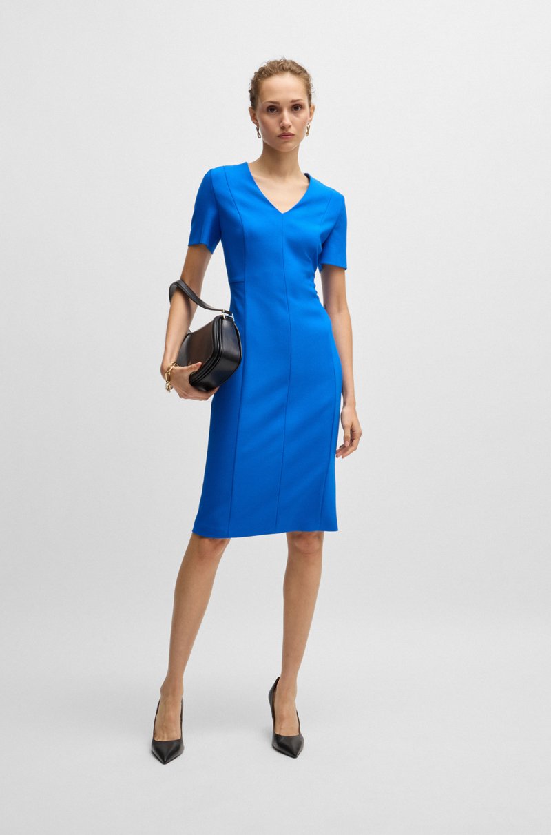 Hugo Boss Vestido de tejido elástico con escote en pico