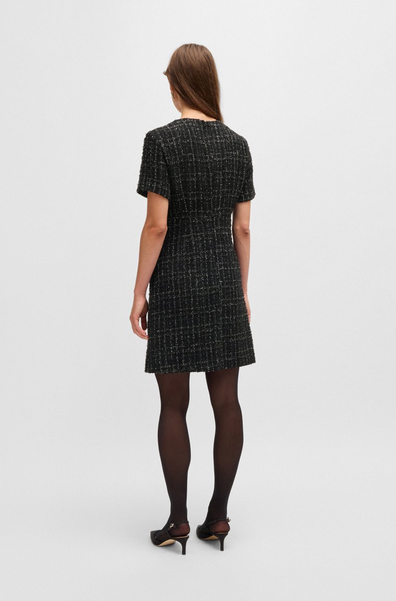 Hugo Boss Vestido De Tweed De Manga Corta Con Detalles De Bolsillos