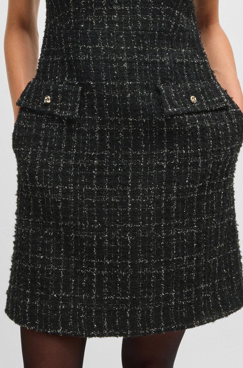 Hugo Boss Vestido De Tweed De Manga Corta Con Detalles De Bolsillos