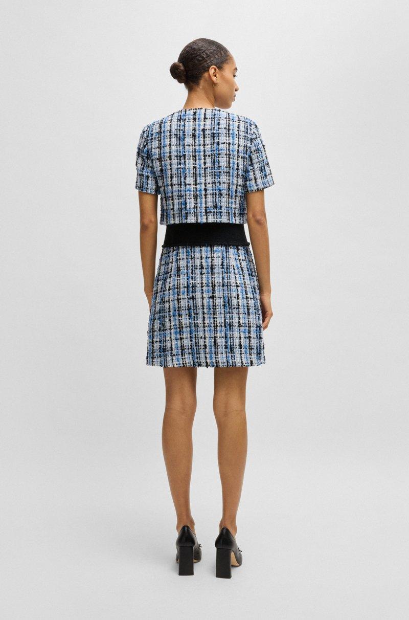 Hugo Boss Vestido De Tweed Multicolor Con Ribetes En Contraste