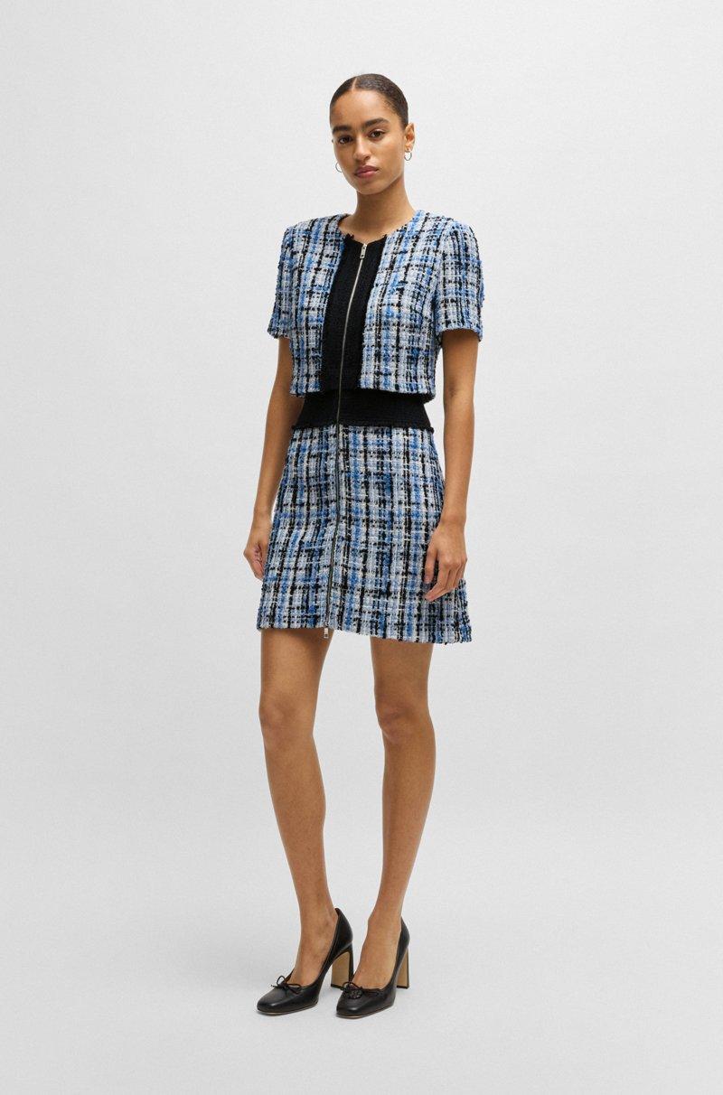 Hugo Boss Vestido De Tweed Multicolor Con Ribetes En Contraste