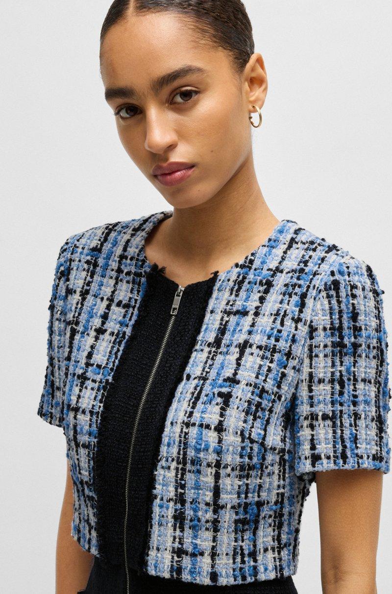 Hugo Boss Vestido De Tweed Multicolor Con Ribetes En Contraste