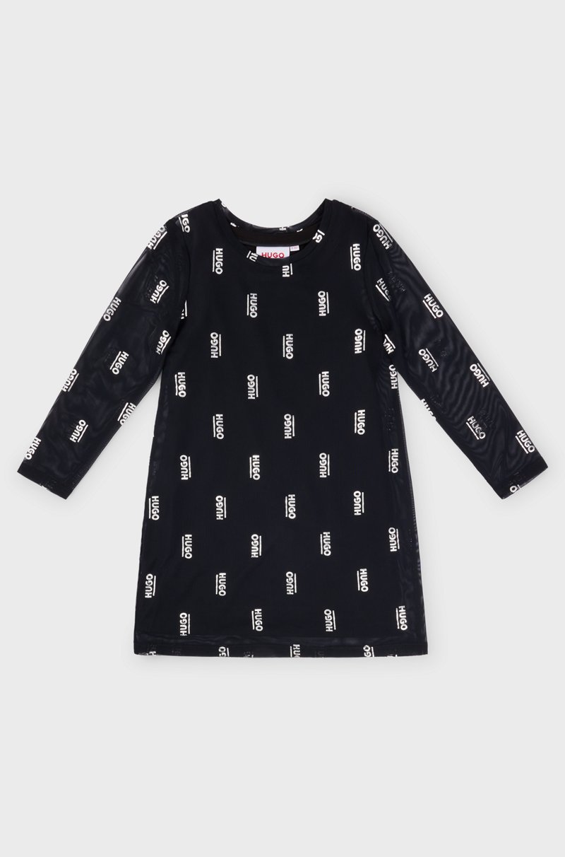 Hugo Boss Vestido dos en uno para niñas con estampado de logos metalizados