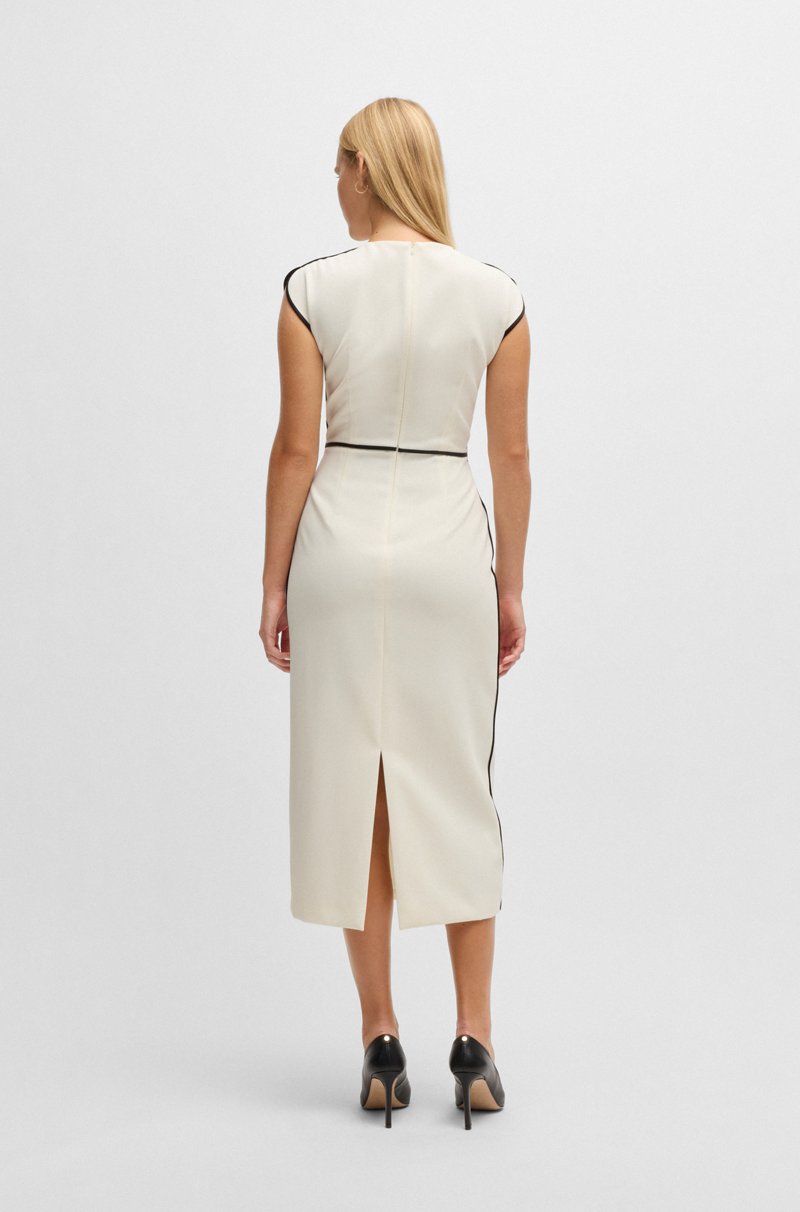 Hugo Boss Vestido En Mezcla De Lana Con Ribetes En Contraste