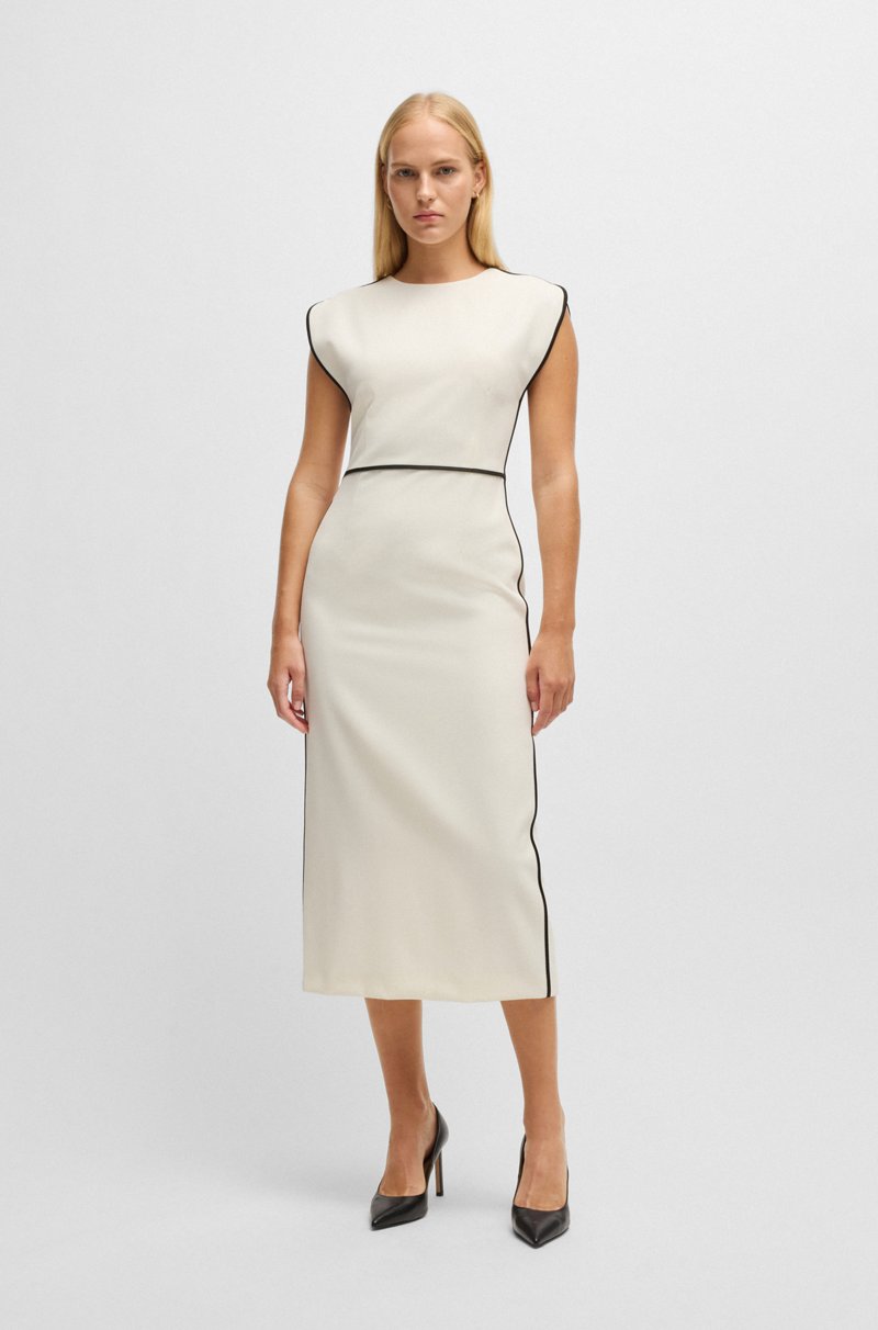 Hugo Boss Vestido En Mezcla De Lana Con Ribetes En Contraste