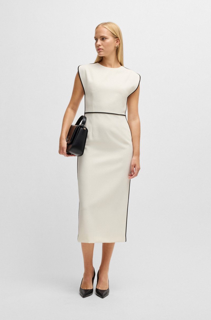 Hugo Boss Vestido en mezcla de lana con ribetes en contraste