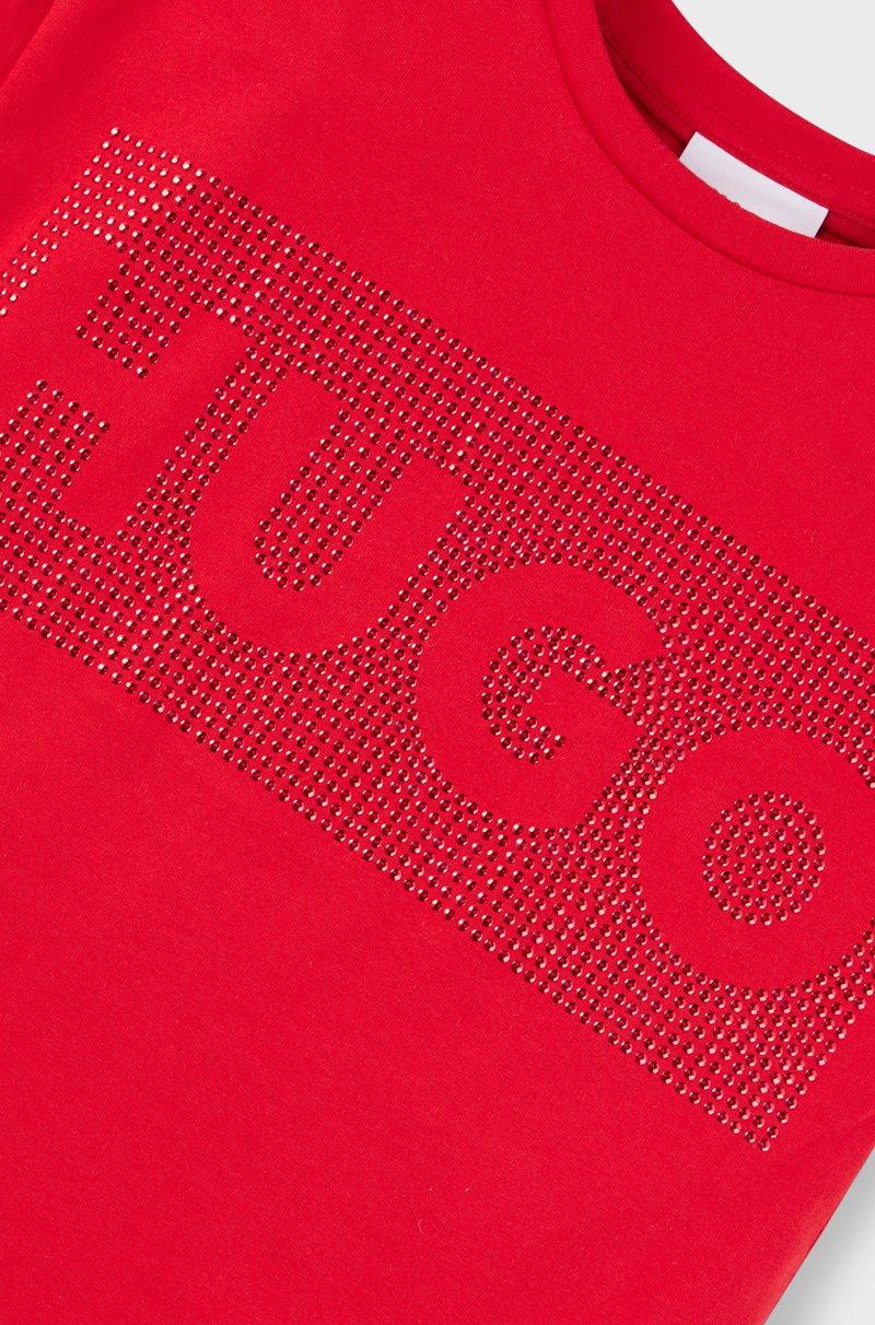 Hugo Boss Vestido Estilo Camiseta De Punto De Algodón Para Niños Con Ilustración De Logo Con Tachuelas