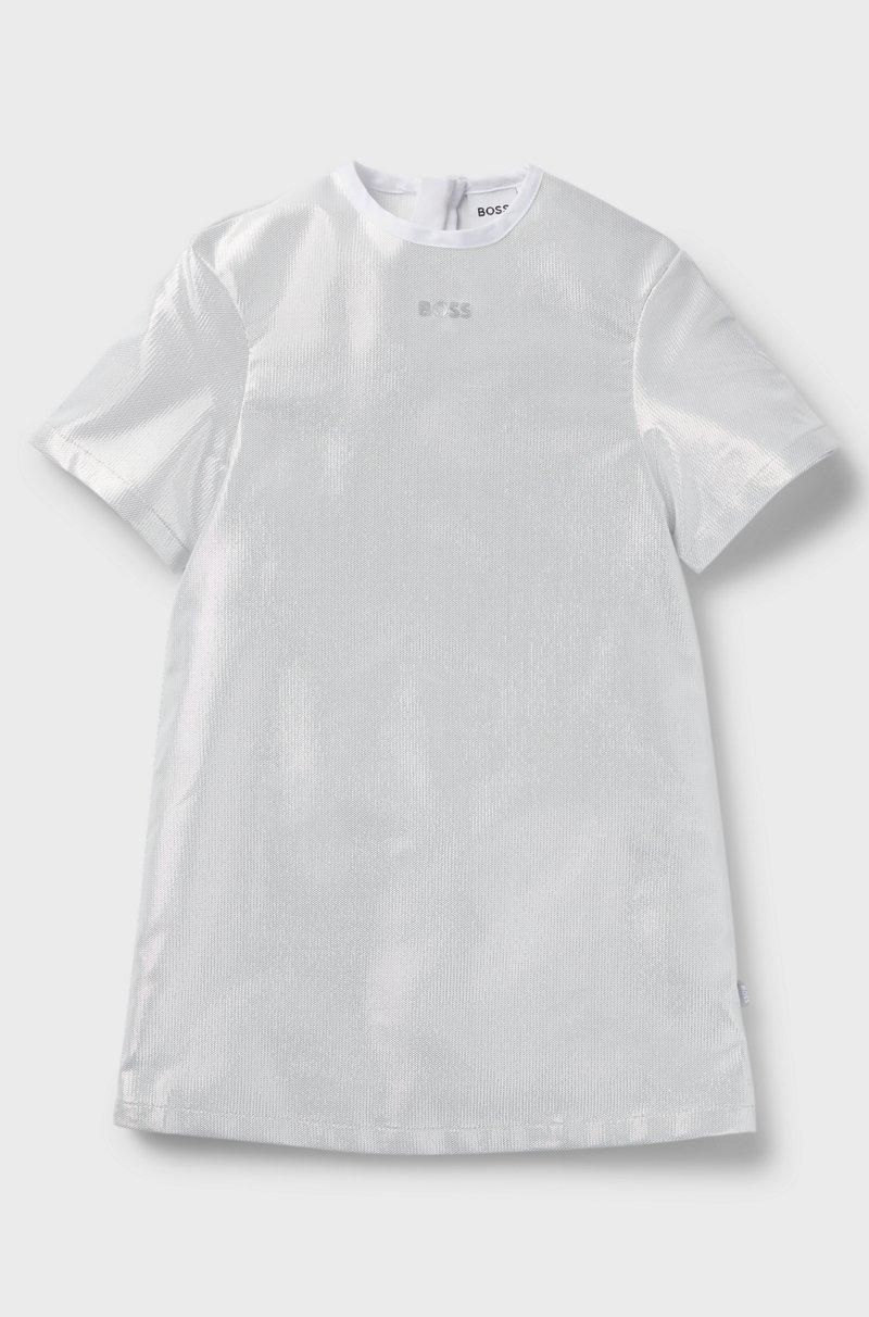 Hugo Boss Vestido estilo camiseta para niños con efecto metalizado y logo estampado