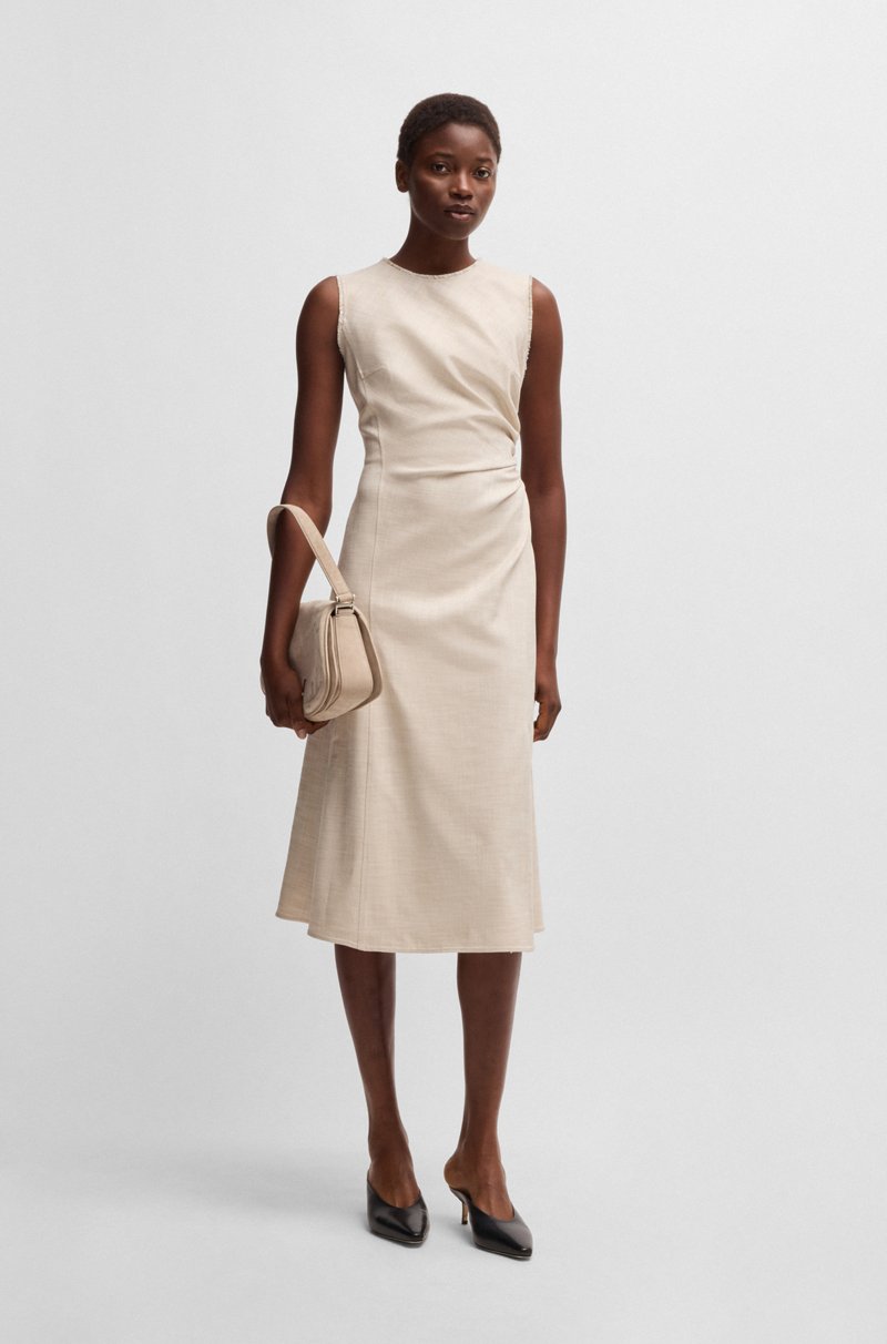 Hugo Boss Vestido jaspeado con detalles deshilachados y fruncidos