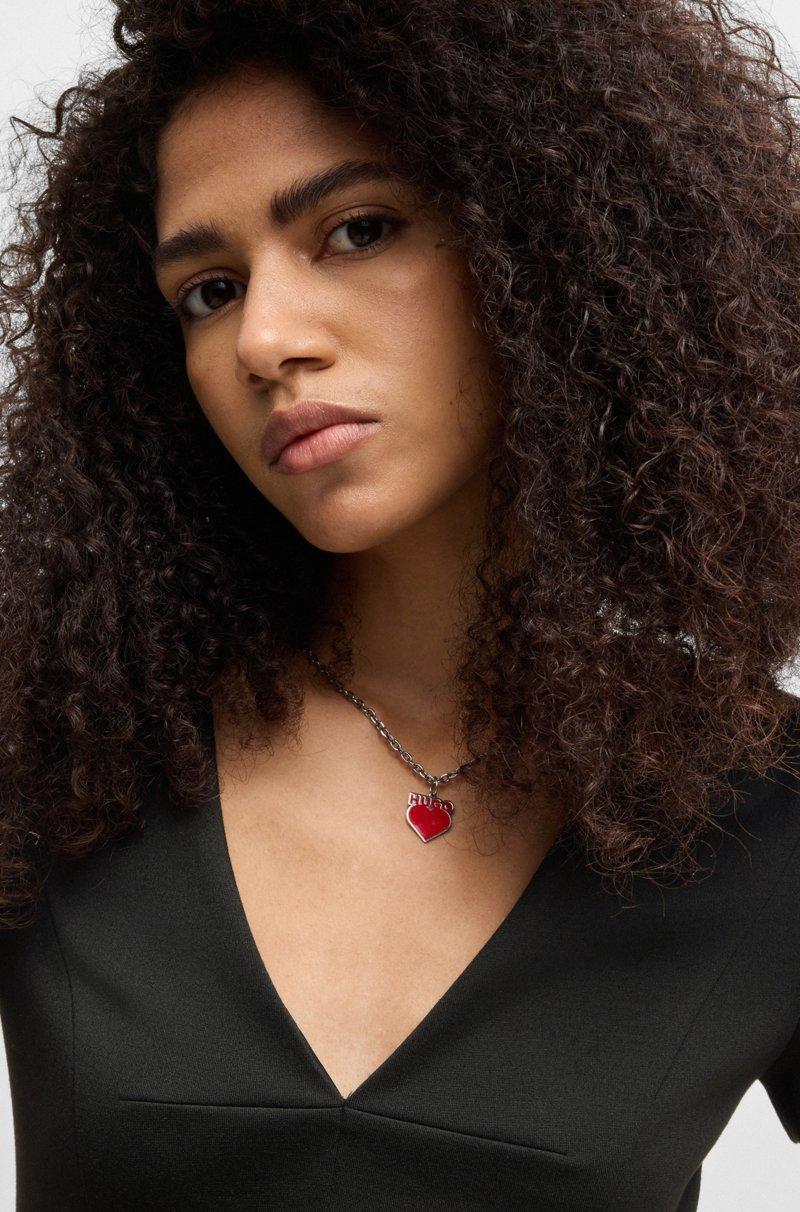 Hugo Boss Vestido Midi Slim Fit De Tejido Elástico Con Escote En Pico