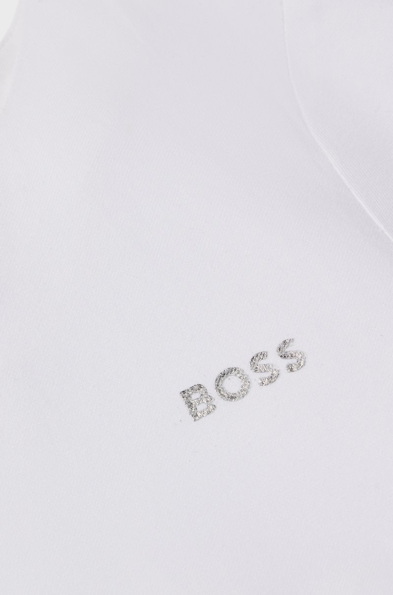 Hugo Boss Vestido Para Niñas Con Mangas Recortadas Rayas De La Marca Y Logo