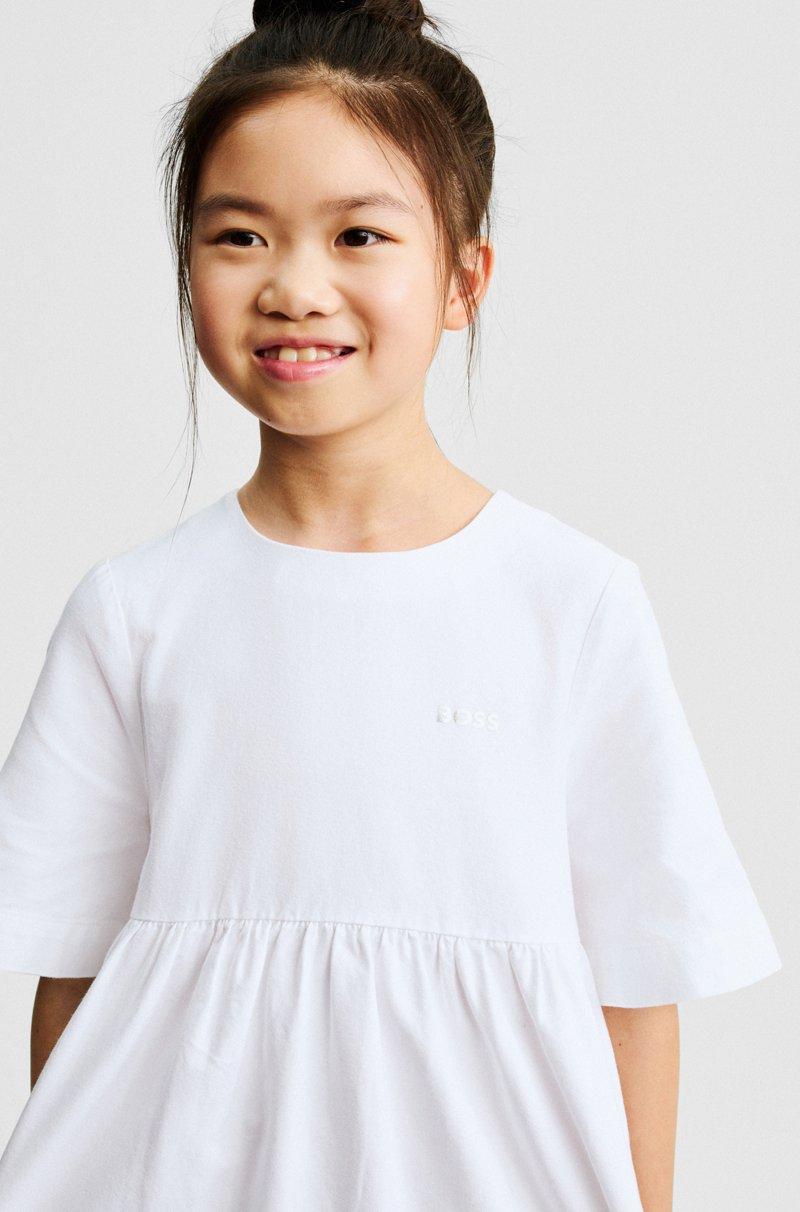 Hugo Boss Vestido para niñas con mangas recortadas rayas de la marca y logo