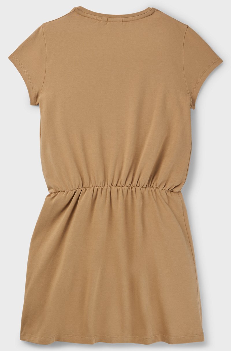 Hugo Boss Vestido Para Niñas En Algodón Elástico Con Logo Estampado Lustroso