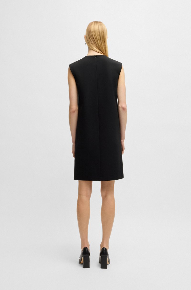 Hugo Boss Vestido Recto De Tejido Elástico Con Botones En Los Hombros