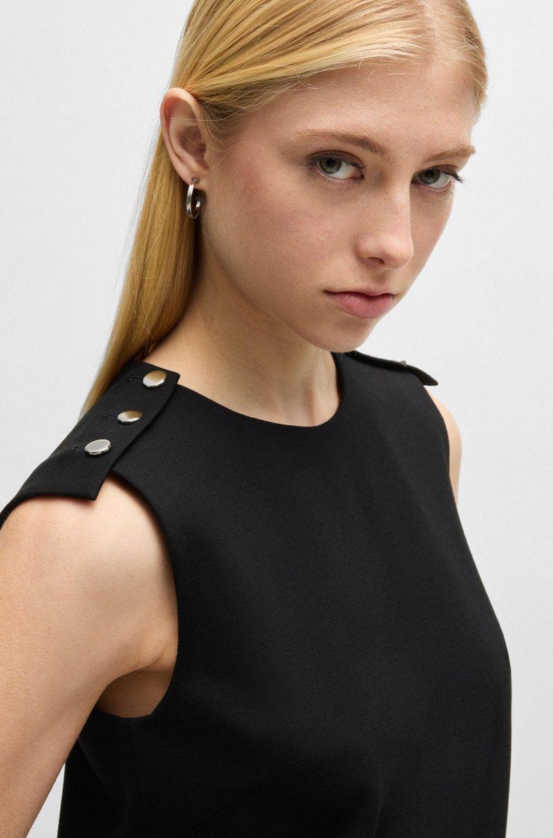 Hugo Boss Vestido Recto De Tejido Elástico Con Botones En Los Hombros