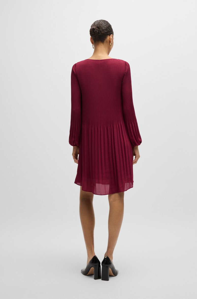 Hugo Boss Vestido Regular Fit Con Plisado Y Cuello Redondo