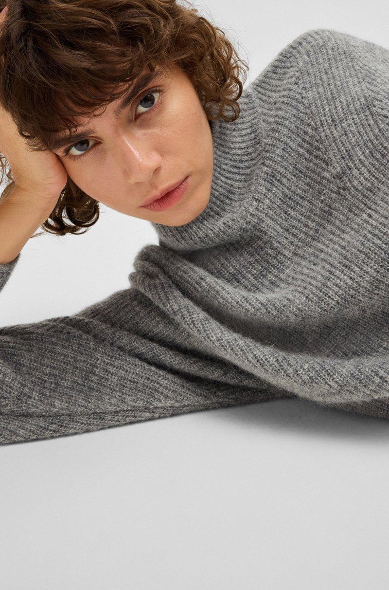 Hugo Boss Vestido Relaxed Fit De Manga Larga En Canalé Mixto