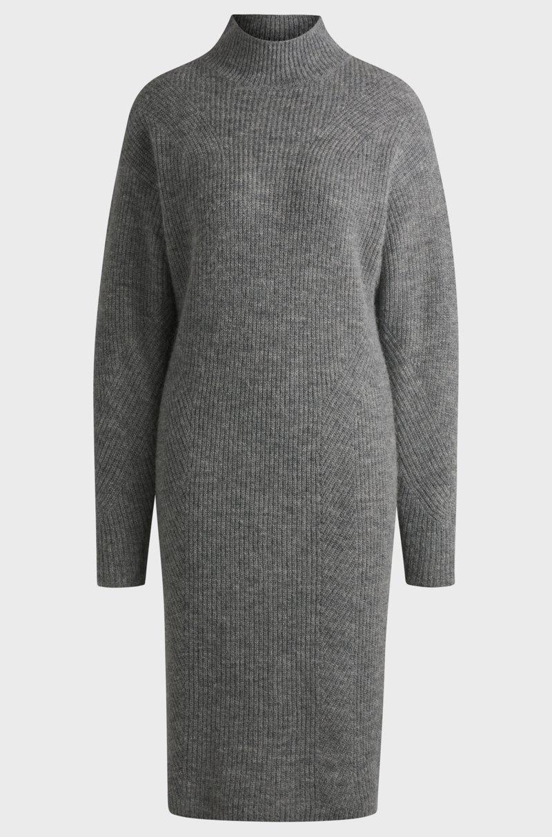 Hugo Boss Vestido Relaxed Fit De Manga Larga En Canalé Mixto