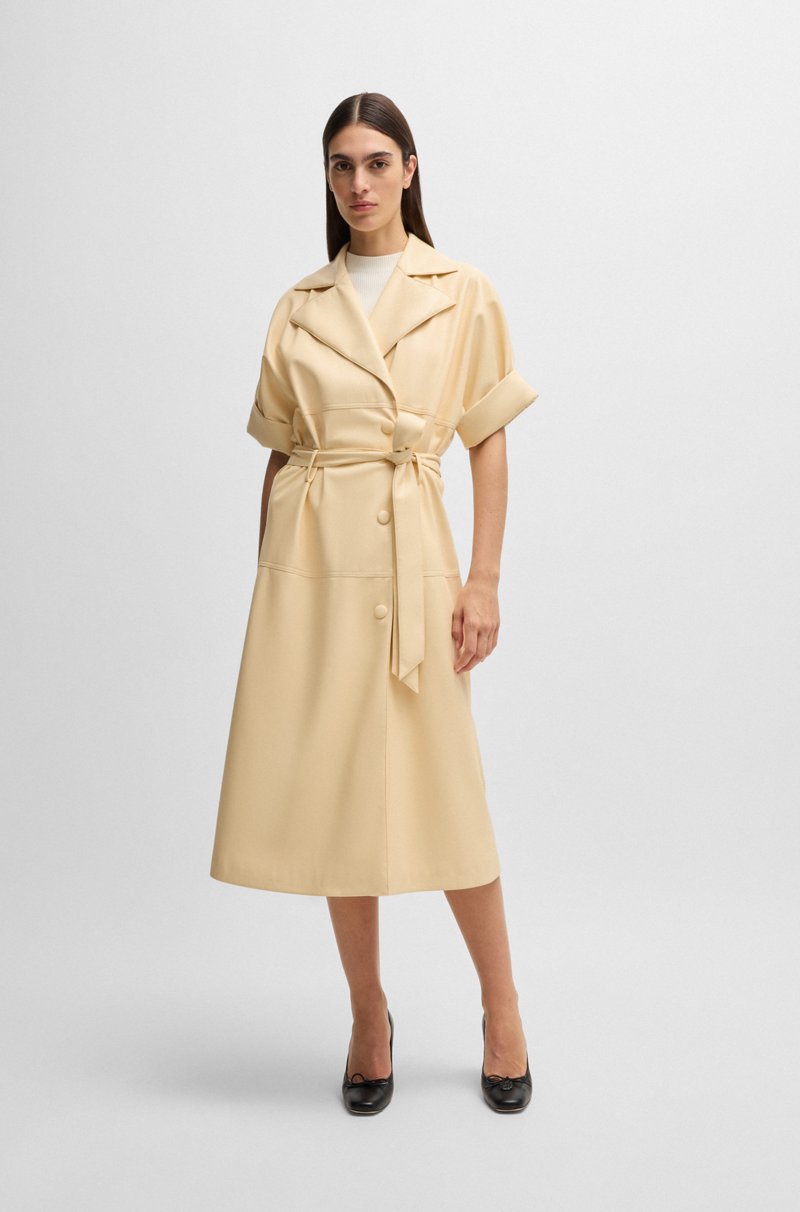 Hugo Boss Vestido Relaxed Fit Estilo Gabardina De Piel Sintética