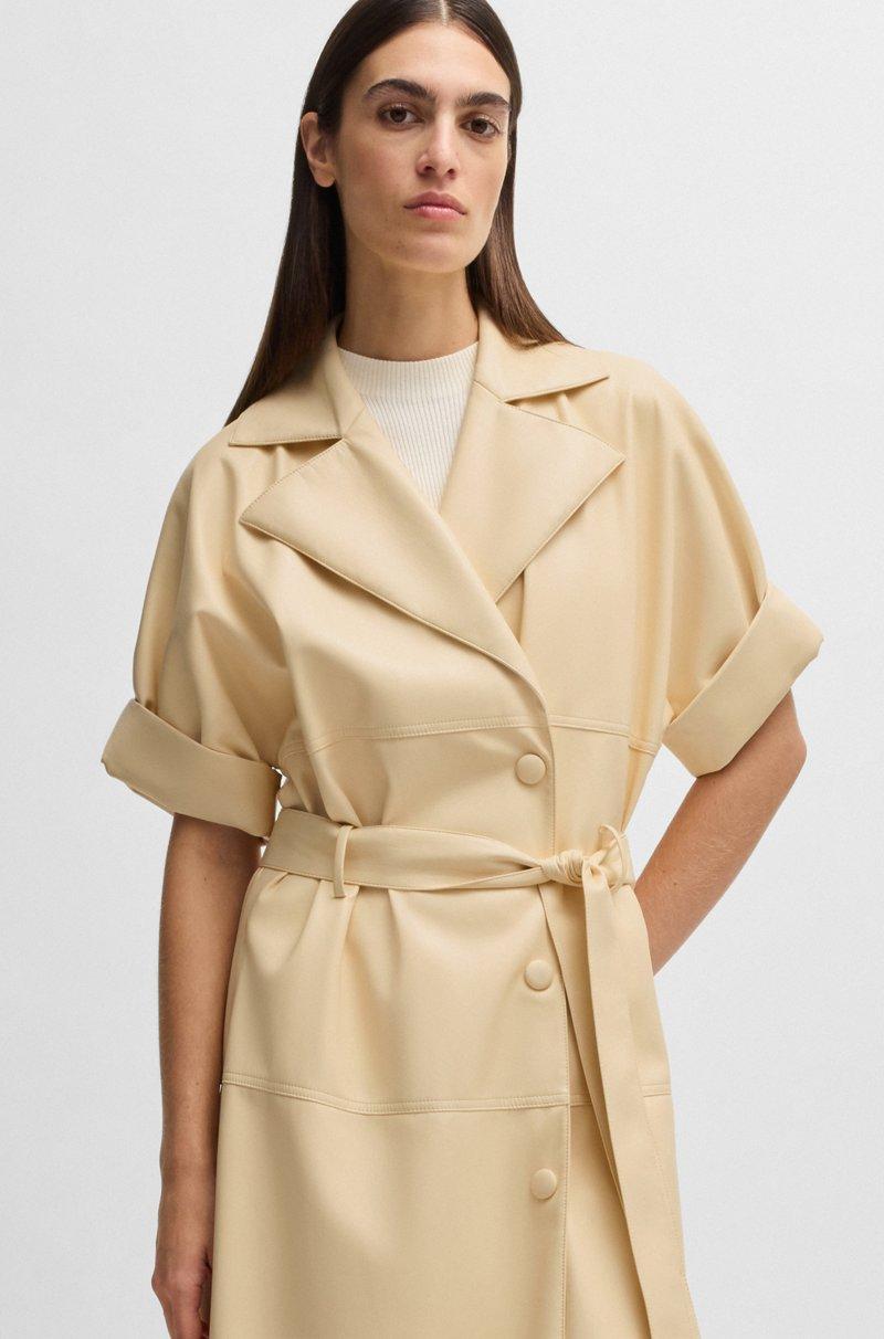 Hugo Boss Vestido Relaxed Fit Estilo Gabardina De Piel Sintética
