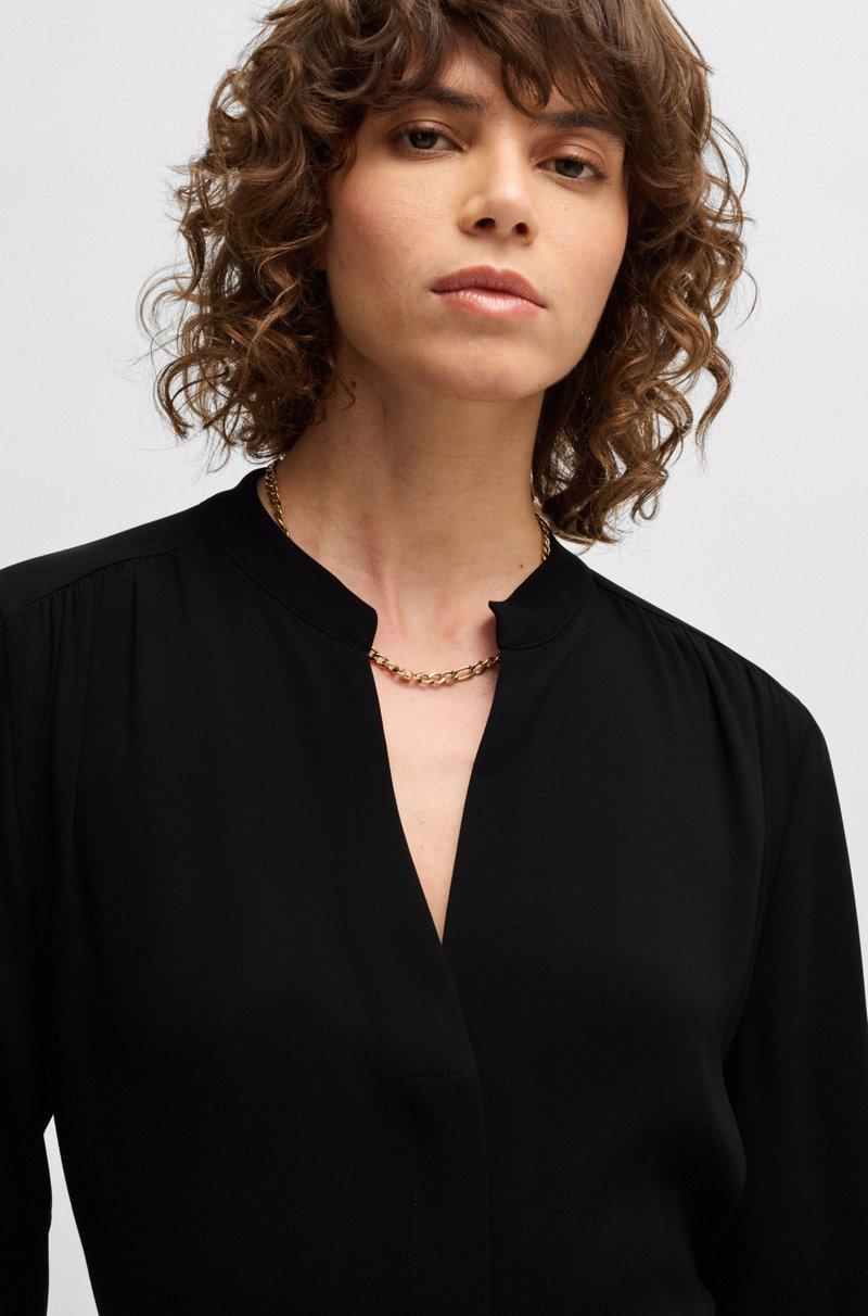 Hugo Boss Vestido Sin Cuello Con Cinturón Escote En Pico Y Puños Abotonados