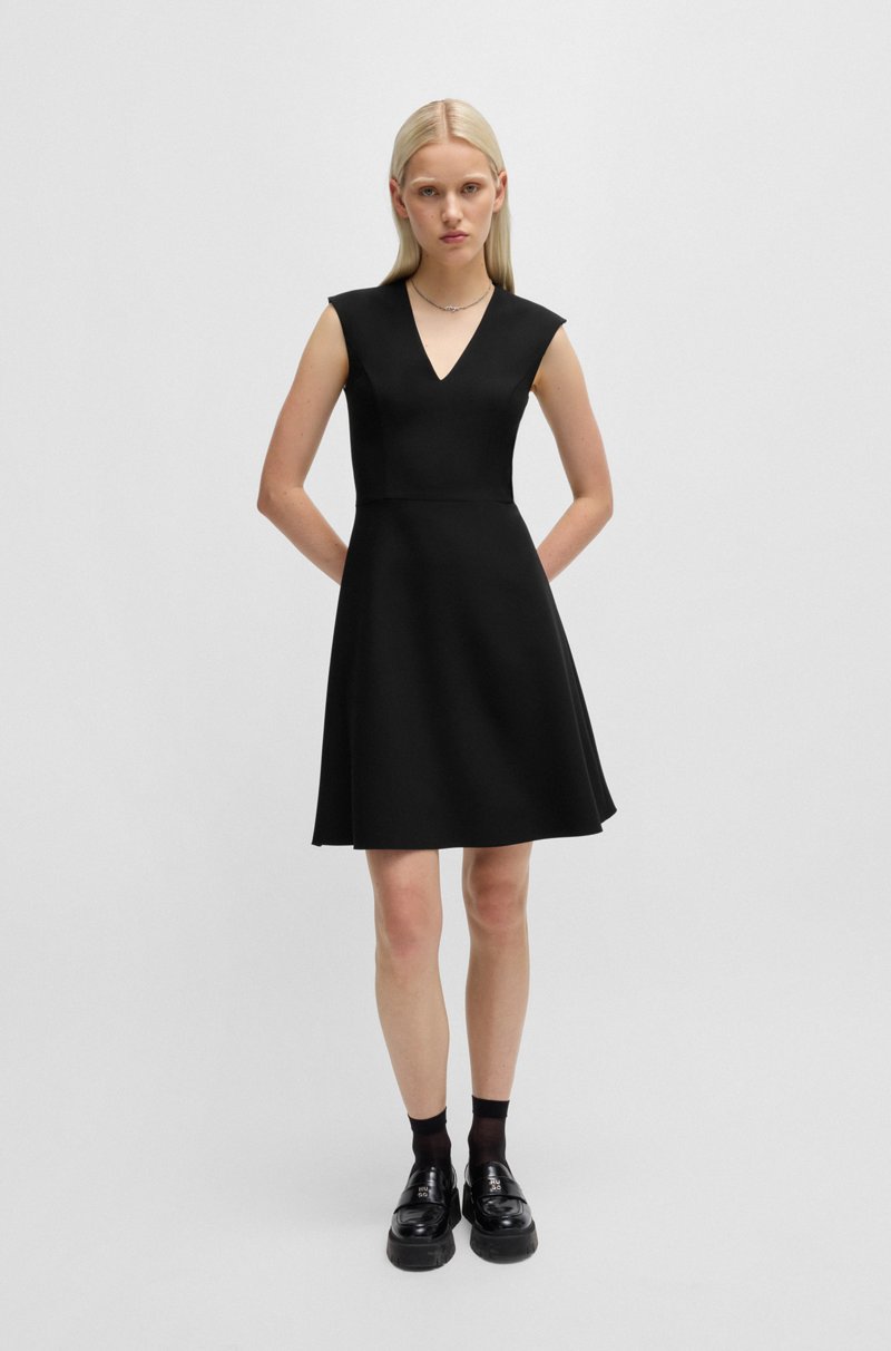 Hugo Boss Vestido Sin Mangas De Tejido Elástico Con Falda De Vuelo