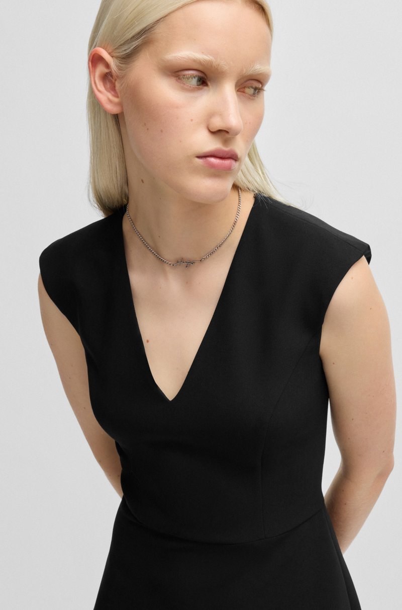 Hugo Boss Vestido Sin Mangas De Tejido Elástico Con Falda De Vuelo