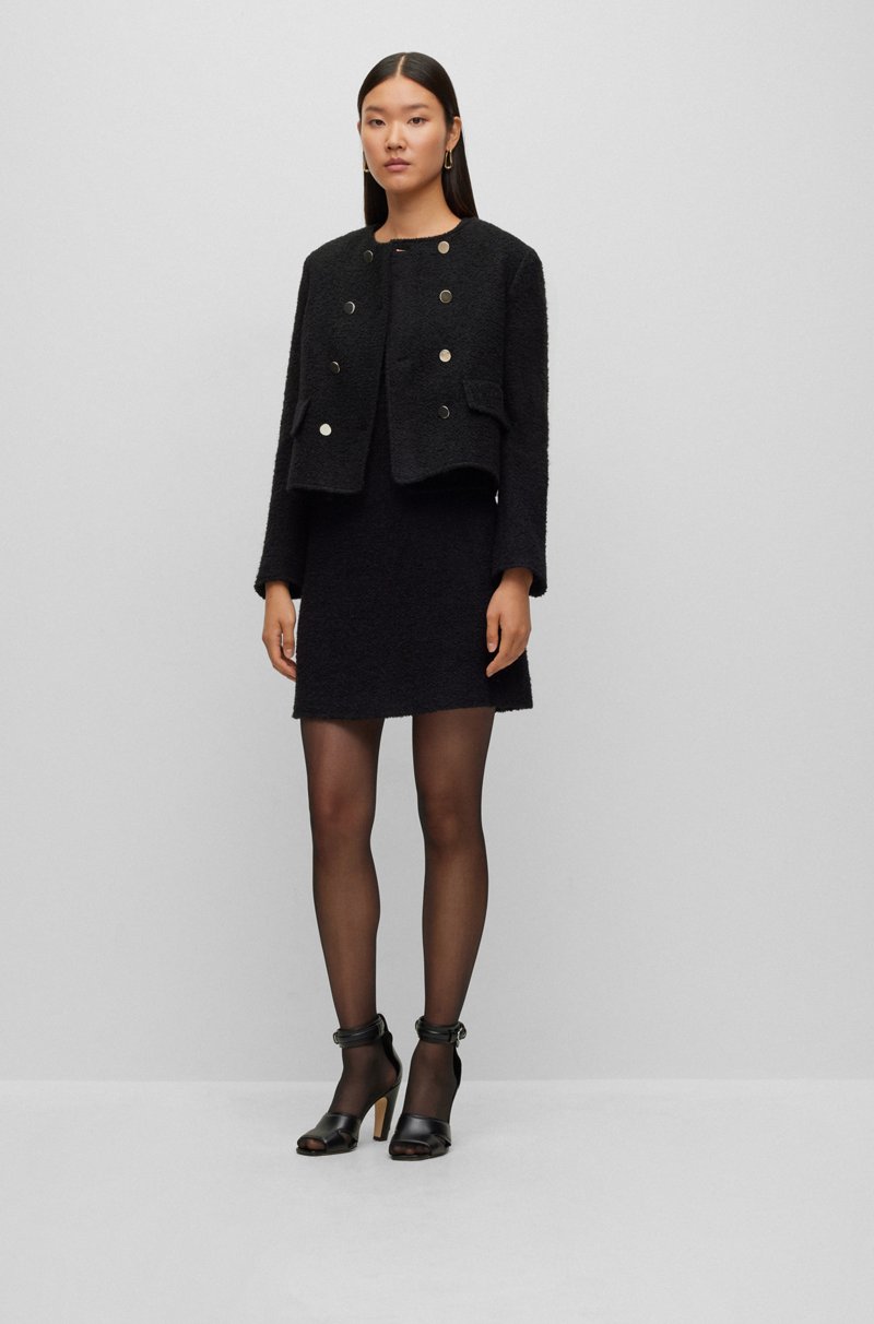 Hugo Boss Vestido Slim Fit De Tweed Con Detalle De Botón En Los Bolsillos