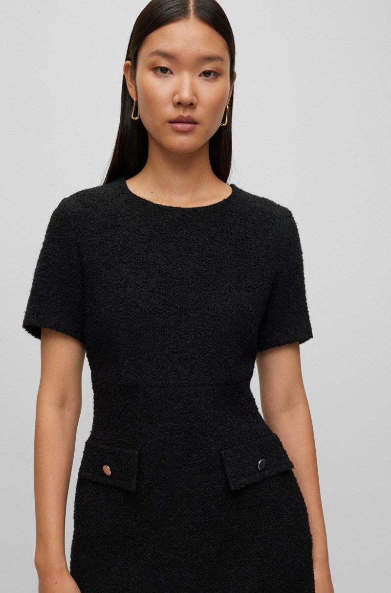 Hugo Boss Vestido Slim Fit De Tweed Con Detalle De Botón En Los Bolsillos