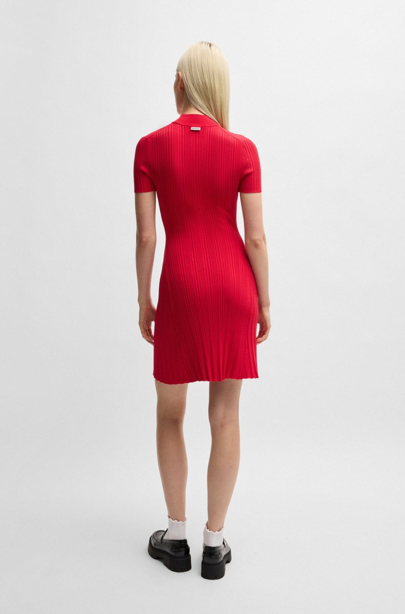 Hugo Boss Vestido Slim Fit En Crepé De Canalé Irregular