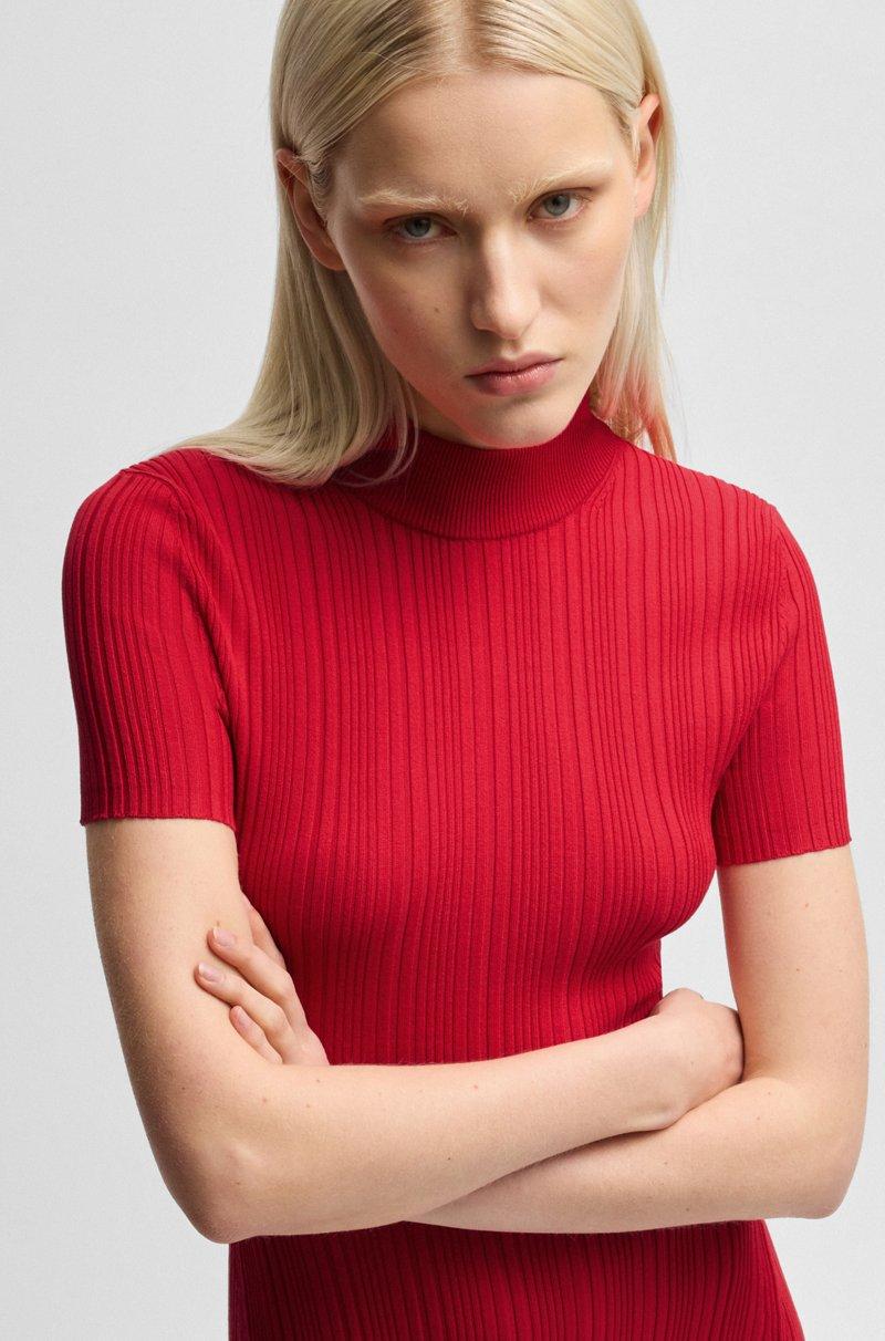 Hugo Boss Vestido Slim Fit En Crepé De Canalé Irregular