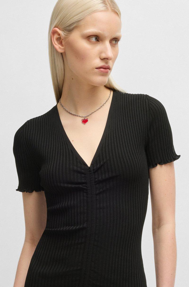 Hugo Boss Vestido Tubo Con Escote En Pico Y Parte Delantera Fruncida