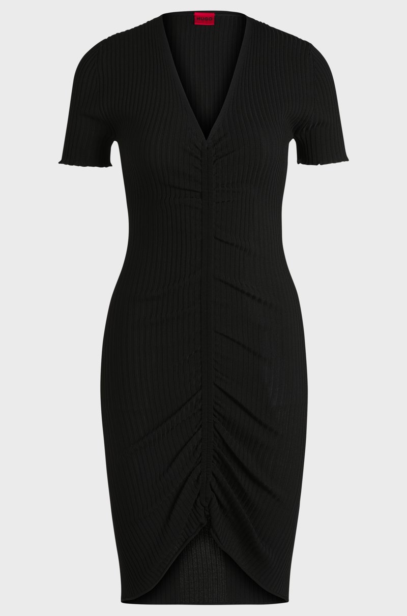 Hugo Boss Vestido Tubo Con Escote En Pico Y Parte Delantera Fruncida